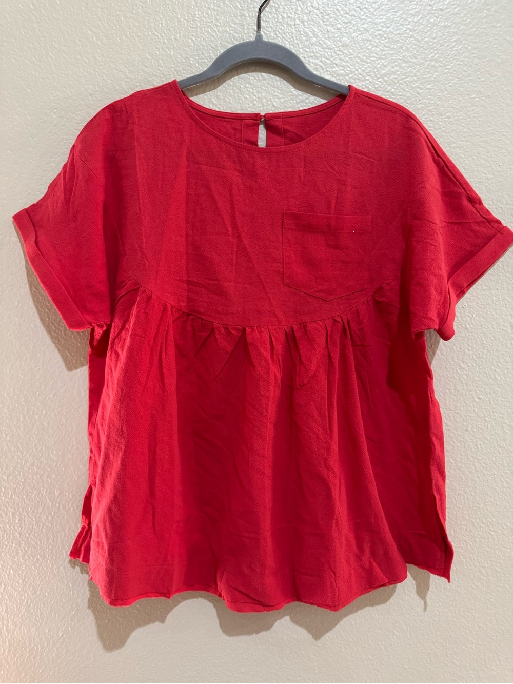NWT Oversized 100% Cotton Red Babydoll Maternity Friendly Tunic Top S